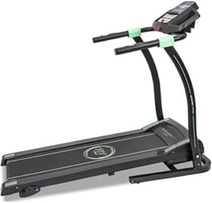 Cinta de correr de la marca Cecotec en color negro con detalles verde claro en la empuñadura