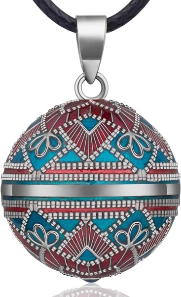 Llamador de ángeles colores rojo, azul y plata