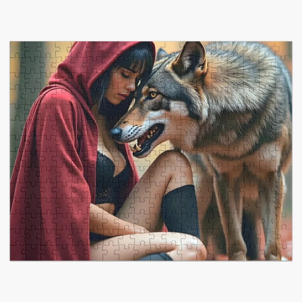 Puzzle de 1000 piezas con la imagen hiperrealista de caperucita roja al lado del lobo